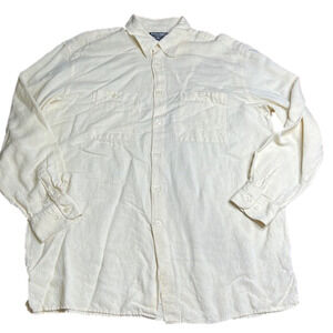 Mondo di Marco Men's Cream Lightweight Classic Casual Button Down Shirt
